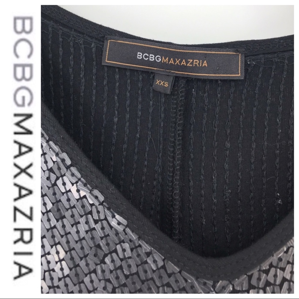 💕SALE💕 BCBCMaxAzria Black Embellished Side Dress - Picture 3 of 8